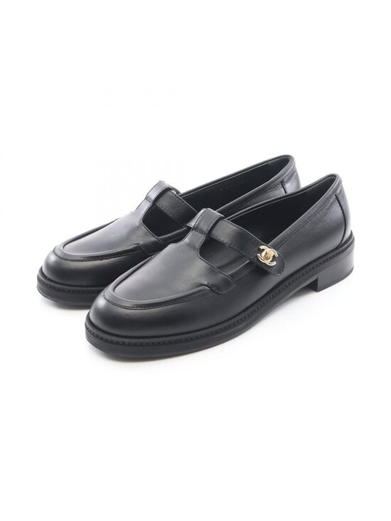 Chanel Shoes - Chanel Loafers CC Logo Turnlock Black Leather